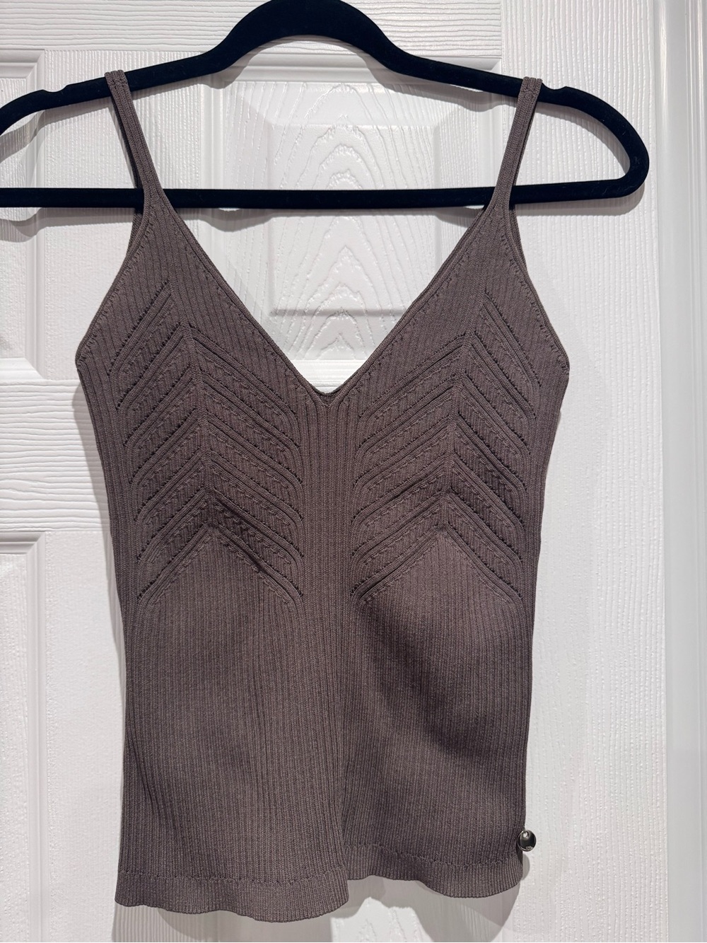 Karen Millen Women's Knit V-Neck Cami Tank Top — Taupe